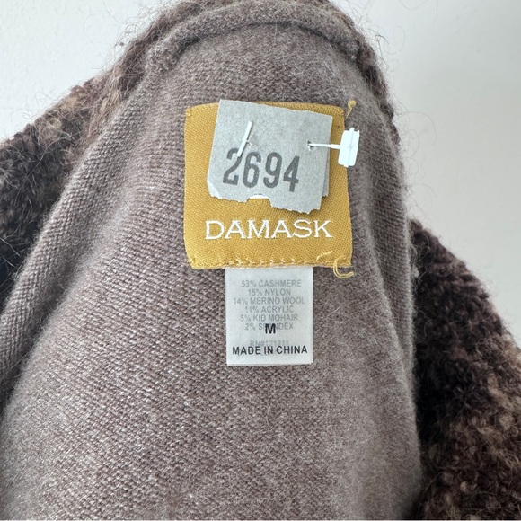 Damask Open Sweater Duster Cashmere Yak Kid Mohair Merino Wool - Picture 7 of 8